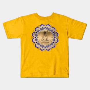 Mandala Golden and Purple Buddha Kids T-Shirt